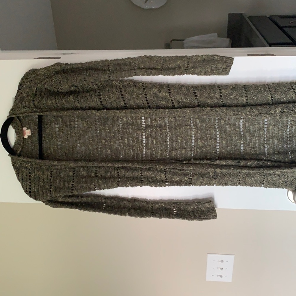 Army green mossimo knitted duster